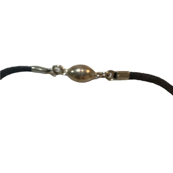 Moon & beach glass bead pendant black cord necklace magnetic closure 10 inch - Picture 5 of 7